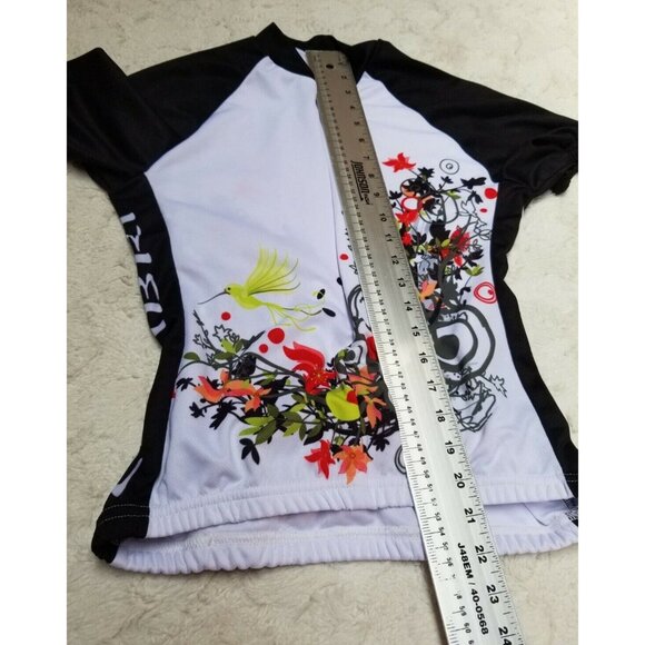 World Jerseys Womens Cycling Jersey Top Size Small Front Zip Hummingbird White - Picture 6 of 7